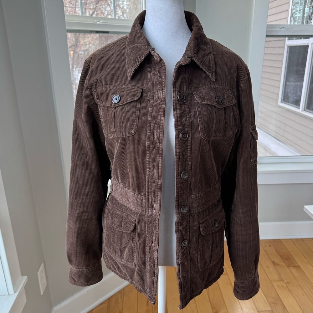 Vintage Weathertamer Brown Cotton Corduroy Utility Jacket Quilted Lining Small